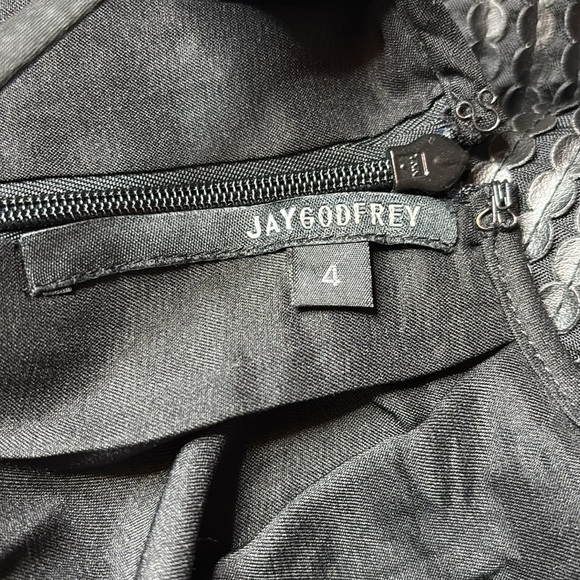 JAY GODFREY Black Faux Leather Scale Pattern Dress Size 4 - Picture 6 of 8